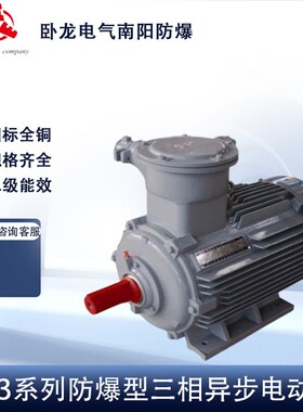 卧龙南阳防爆YB3系列防爆型三相异步电动机IP55/IP56国标铜线电机