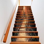 创意家居楼梯贴走廊台阶装 饰3D墙贴地砖贴可定制自粘防水耐磨贴纸