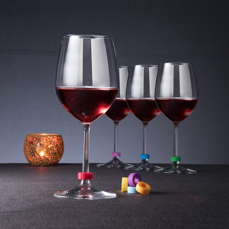 圆乐彩虹酒杯识别环彩宴会酒杯识别器高脚杯杯不混淆