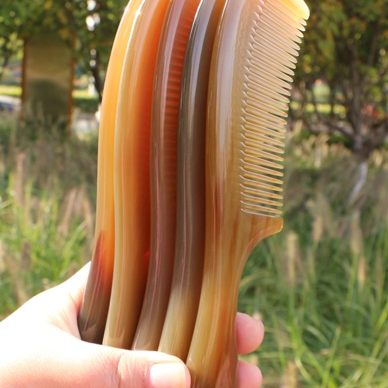 天然白牦牛角梳 密齿直发梳 防静电牛角按摩梳 护发养发梳 精品梳