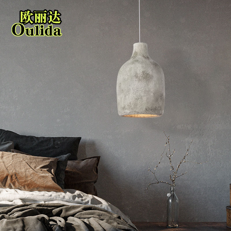 侘寂风吊灯卧室牀头灯微水泥日式民宿饭厅灯奶油风艺术设计师灯具
