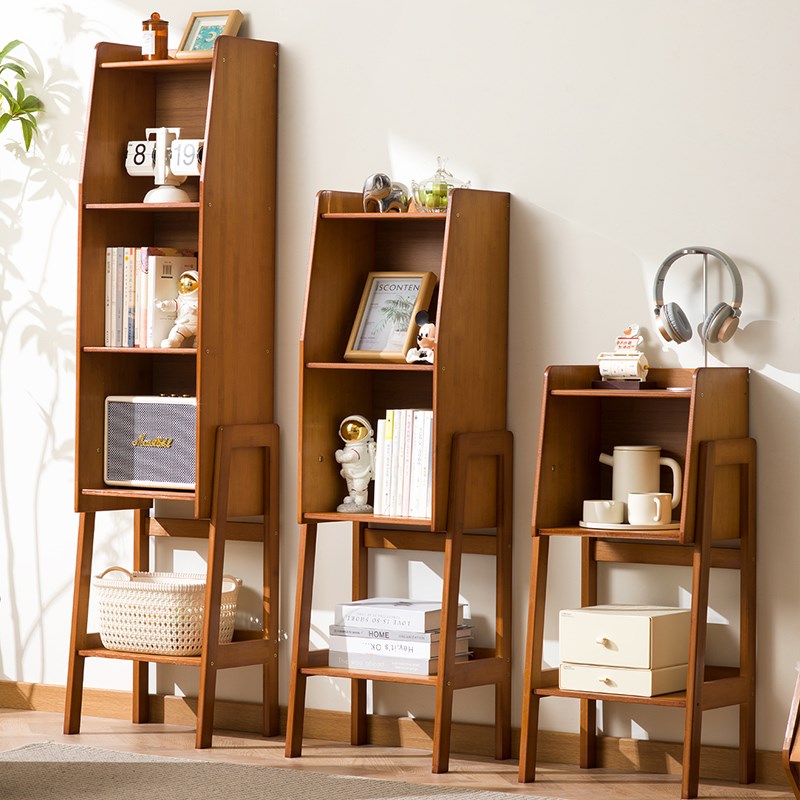 小书架置物架落地小书柜客厅电视边柜床头储物柜靠墙收纳展示角柜