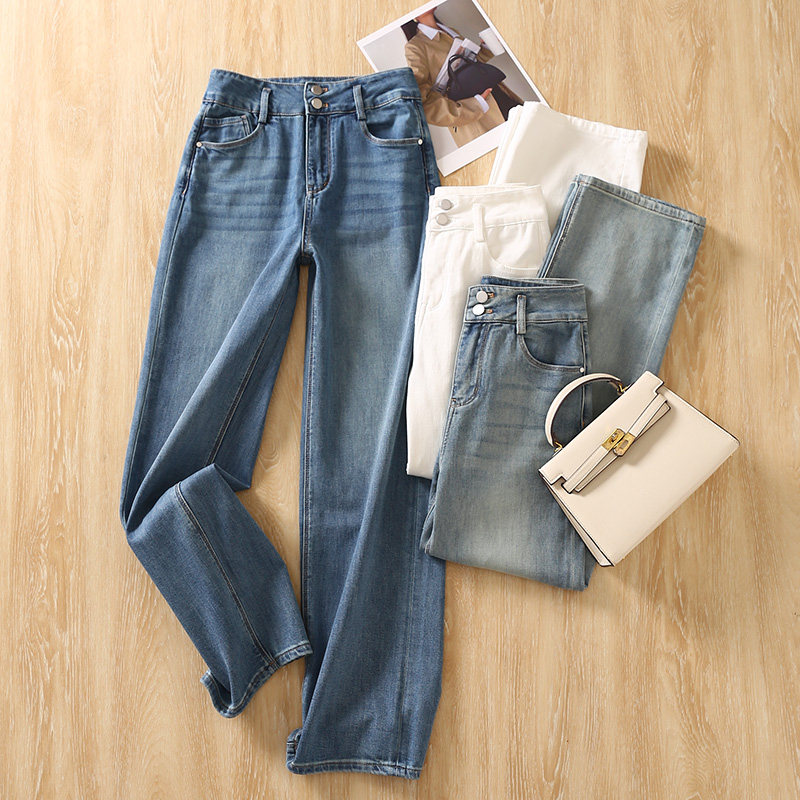 清凉一夏!黑ke技蚕丝牛仔!口碑面料/柔软有骨直筒老爹牛仔裤女