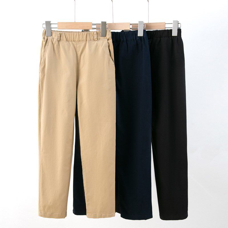 男童卡其色裤子儿童藏青直筒长裤女童休闲裤小学生校服裤黑色西裤