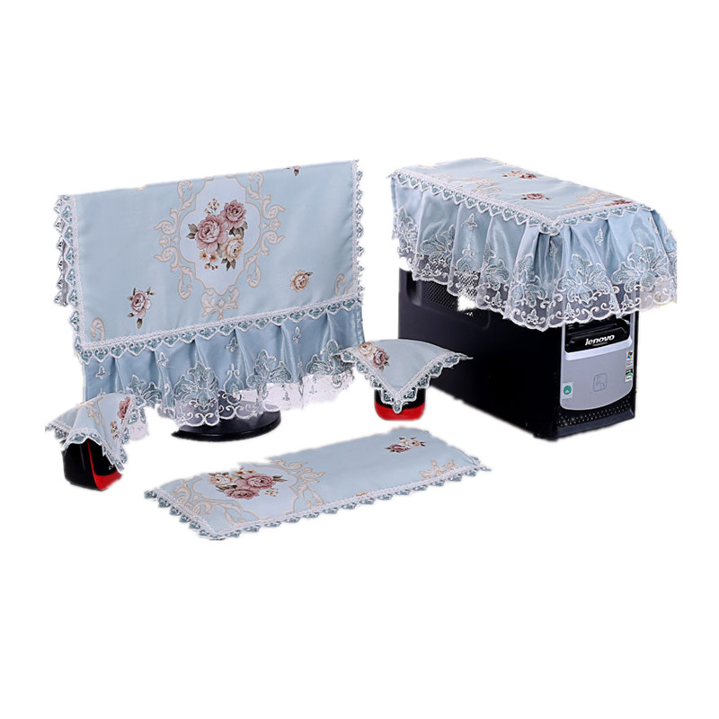 电脑罩套布艺台式防尘罩一体机装饰24寸显示器帘键盘主机遮灰盖布