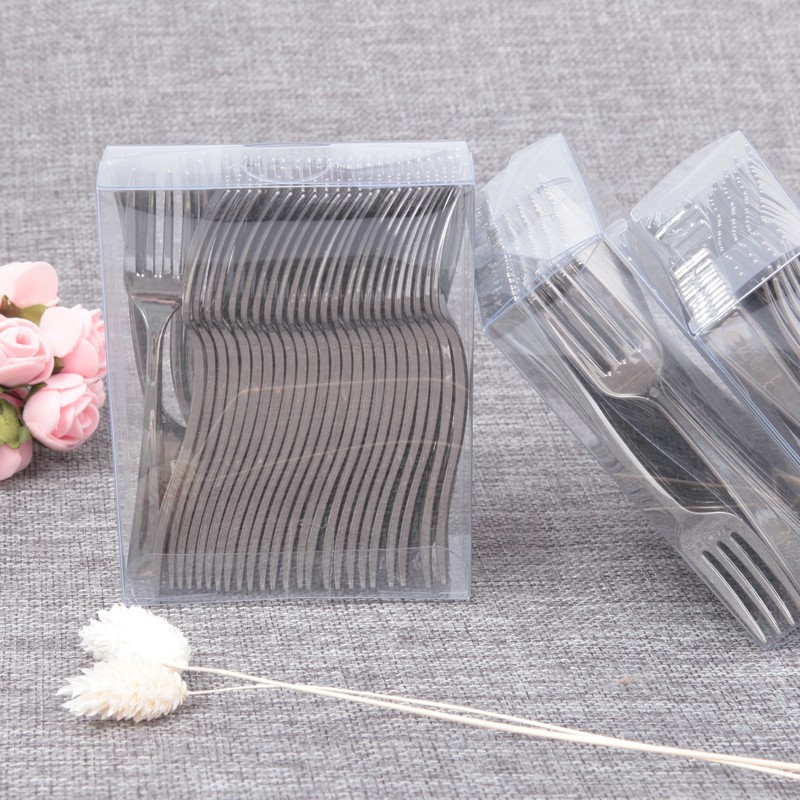 盒装一次性塑料迷你水果叉甜品叉 仿不锈钢小叉 烘焙糕点银色叉子