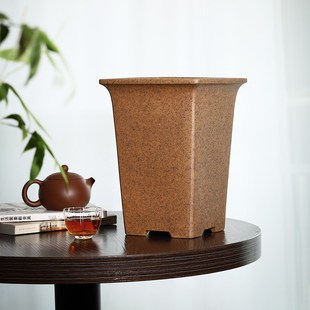 清香阁紫砂 唯珍手工平口四方花盆柴烧兰花盆桌面盆景盆室内绿植