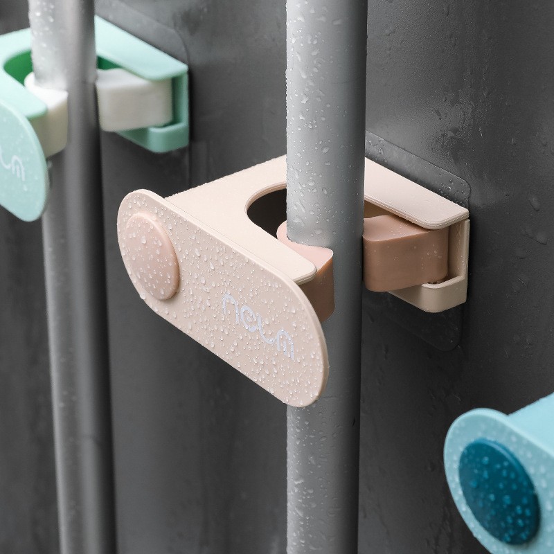 拖把挂钩免打孔架壁挂卫生间扫把夹神器强力固定卡扣拖布收纳挂架