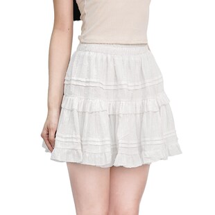 芭蕾风蛋糕裙 2024新款 BM白色短裙子a字法式 波点蓬蓬半身裙女夏季