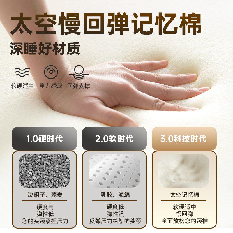 温眠中老年枕头2.0护颈椎助睡眠记忆棉枕芯艾草枕头送父母