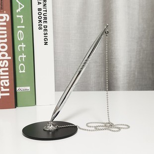 企业商务金属签字台笔个性会议签名固定笔防盗带线宝珠笔定制LOGO