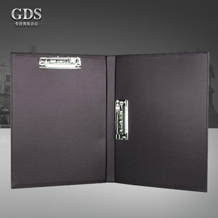 高档商务皮革双夹文件夹 多功能资料夹 不锈钢金属夹会议资料夹