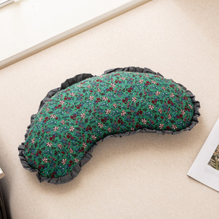 全棉成人月牙荞麦壳枕头纯棉花边荞麦皮枕套半月单人枕枕套枕芯套