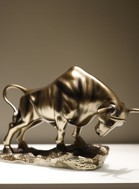 美式牛气冲天摆件办公室桌面客厅酒柜家居软装饰品华尔街牛招财