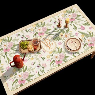 浪漫园家用防水防油防烫餐桌垫加厚皮革耐高温桌布长方形茶几垫