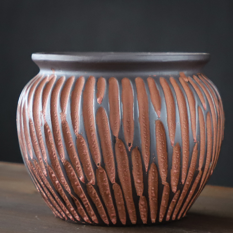 紫砂大号荷花缸莲花专用陶瓷水培铜钱草花盆无孔水养睡莲碗莲盆缸