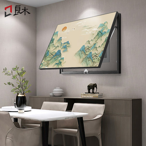 新电表箱装饰画千里江山免打山水画遮挡配电箱挂画壁画