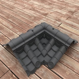 围墙瓦拐角一体9度转角墙头瓦塑料树脂仿古院墙装饰压顶转角瓦