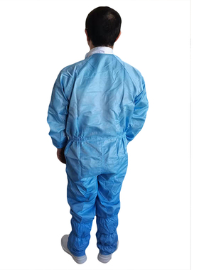 重庆京东方厂商 蓝色网格 白色领百级无尘服 分离式净化连身服