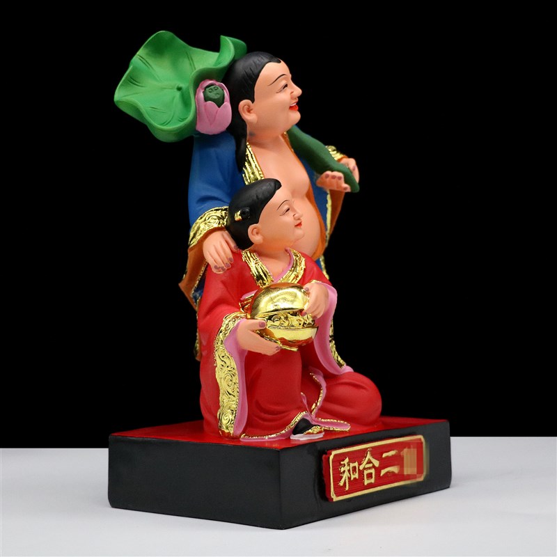 树脂像 和合二圣福和二神家庭和睦家用工艺品桌面摆件英寸