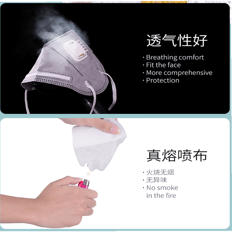 KN95口罩防尘透气高效工业粉尘打磨雾霾电焊易呼吸活性炭头戴N95