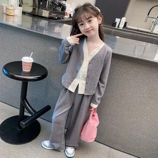 女童春装2024新款套装儿童网红洋气时髦春秋款女孩时尚休闲两件套