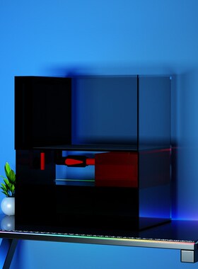 鱼之家鱼缸龟缸雷龙缸一体过滤兰寿溪流整侧溢流极简工业风桌面