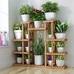 实木花架鱼缸架一体客厅落地式简易多层底座承重阳台花盘置物架子