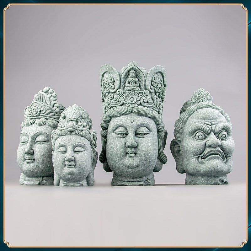 创意新中式禅意佛头茶玩摆件玄关鱼缸造景书房办公室茶台装饰品,家居饰品,装饰摆件,淘宝优惠券,粉丝福利购,淘宝优惠卷