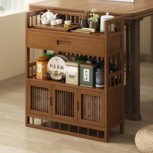 小型博古架实木中式茶柜置物架茶室茶叶收纳架茶具摆放架茶桌边几
