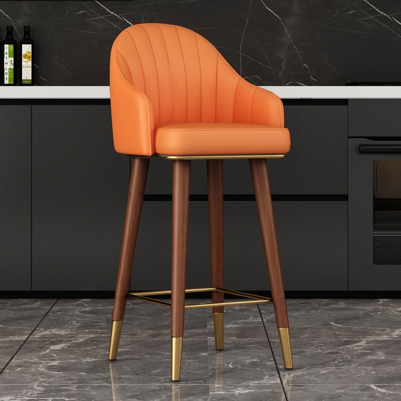 新中式吧台椅家用岛台收银台酒吧椅子前台接待椅55/65/75cm高吧凳