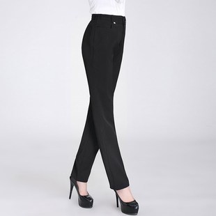 西装 上班大码 裤 直筒松紧腰宽松垂感黑色弹力职业裤 女工作裤 正装