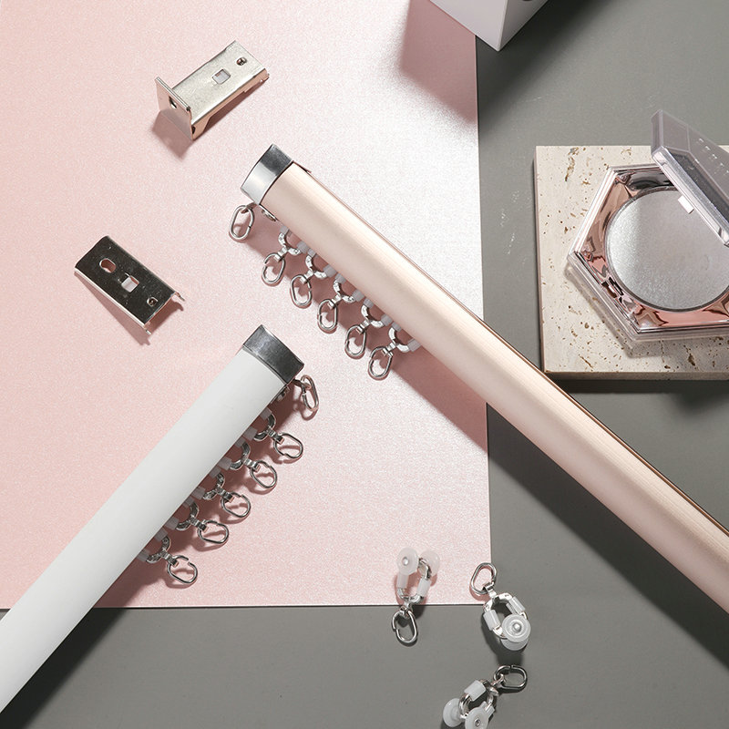 2023年新款窗帘加厚轨道静音滑轮铝合金挂钩式双轨单轨导轨滑轨