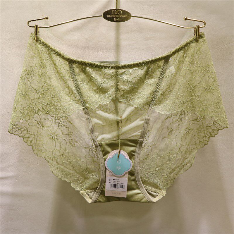 2023秋冬新款初映C3203纯蕾丝后绑带镂空无痕中腰三角女内裤