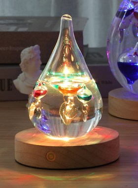 水滴型伽利略彩球物理温度计创意家居办公室摆件开业生日学生礼物