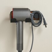 吹风机置物架免打孔浴室电吹风架卫生间风筒挂收纳架子胡桃木黑色