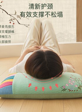 艾洛琳荞麦枕头成人儿童纯荞麦皮全荞麦壳枕芯学生颈枕家用颈椎枕