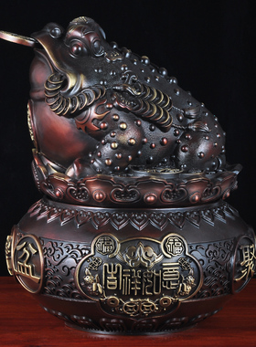 纯铜金蟾聚宝盆摆件存钱罐招财家居客厅玄关装饰店铺乔迁开业礼品