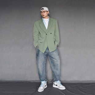 茶系上衣绿色茶歇风外套忧郁的冷淡系西装高级感奶系穿搭早春套装