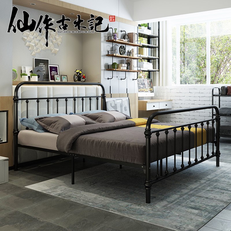 欧式儿童铁艺床单人1米床女现代铁床加固加厚铁架床小户型