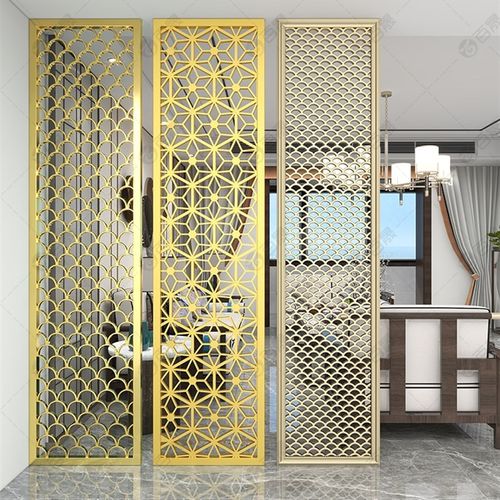 柜子定制 拉丝金属嵌入式壁龛钛金屏风激光中式镂空隔断