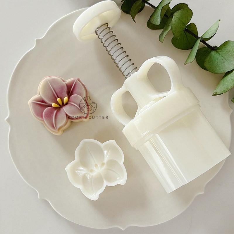 g海棠花中秋节月饼模具 中式花卉绿豆糕模具立体鲜花饼手压工具