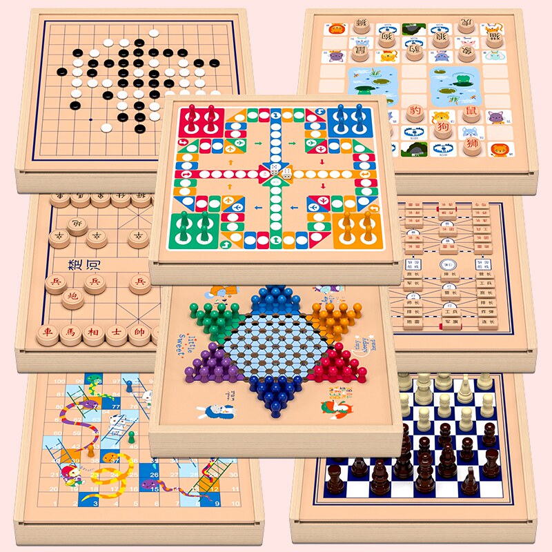 合一棋盘飞行棋跳棋五子棋围棋儿童益智学生棋类大全