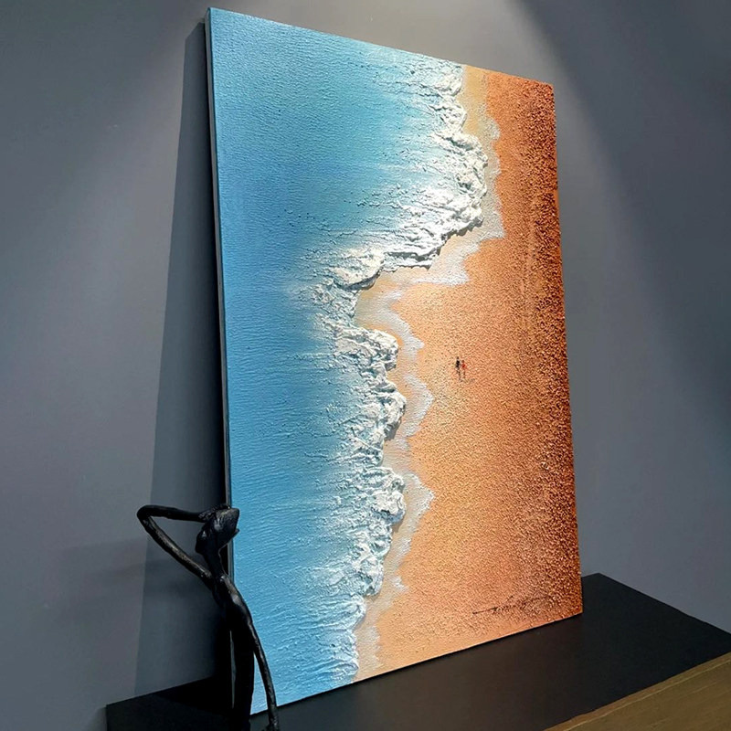 石英砂丙烯肌理画大海沙滩数字油画材料包全手工填色油彩画