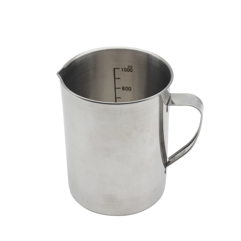 加厚0不锈钢量杯1000奶茶咖啡量杯带刻度2L 拉花杯实验杯