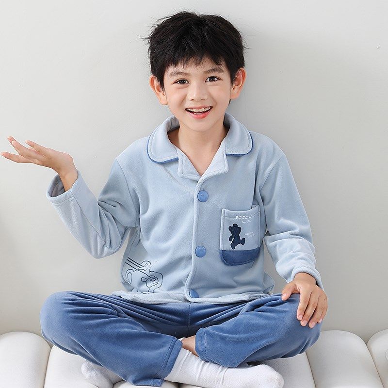 男童海岛绒睡衣秋冬新款儿童保暖家居服中大童男孩加绒休闲套装潮,童装/婴儿装/亲子装,家居服套装,淘宝优惠券,粉丝福利购,淘宝优惠卷