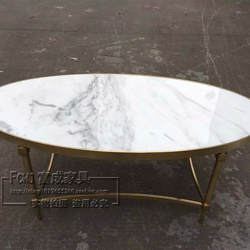 椭圆形不锈钢大理石茶几拉丝黄铜大小户型五金客厅茶几电视柜组合,住宅家具,茶几,淘宝优惠券,粉丝福利购,淘宝优惠卷