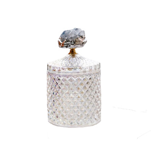 大号棉签盒储物收纳罐 糖果罐 费灵家居轻奢篮晶簇七彩玻璃罐 时尚