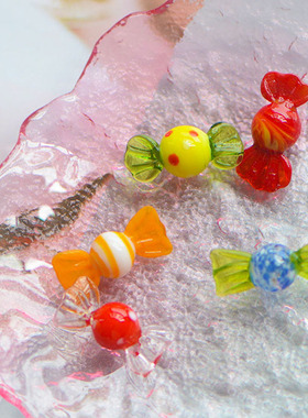 淄博琉璃糖果手作家居装饰果盘摆件儿时童年回忆迷你玻璃工艺品