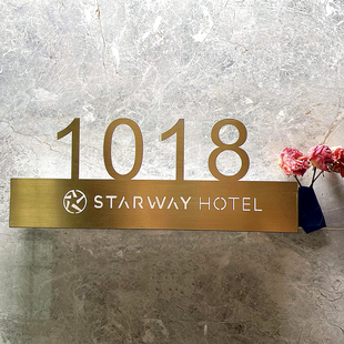 酒店门牌号发光字门头招牌不锈钢精工字展示牌创意广告牌定做